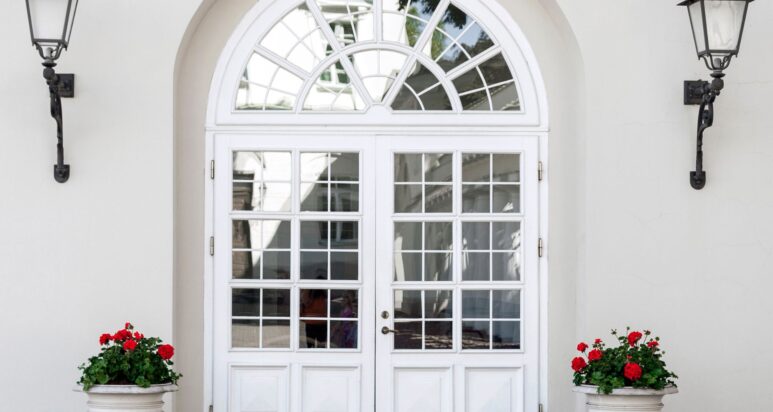 Steel front door with glass